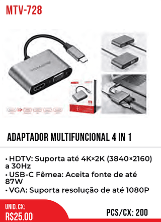 Adaptador Multifuncional 4 in 1 200pç=25$