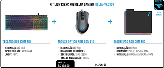 KIT LIGHTSYNC RGB DELTA GAMING UNID. CX: R$ 108.00 PCS/CX: 30
