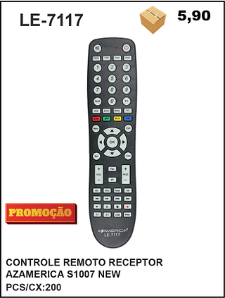 CONTROLE REMOTO RECEPTOR AZAMERICA S1007 NEW 200pç=5,9$