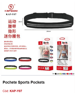 Pochete Sports Pockets R$ 6,75 PCS/Cx: 300