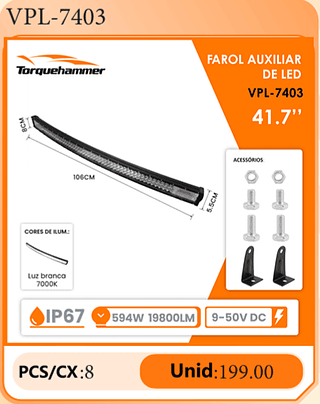 FAROL AUXILIAR DE LED 41.7" PCS/CX:8 Unid:199.00