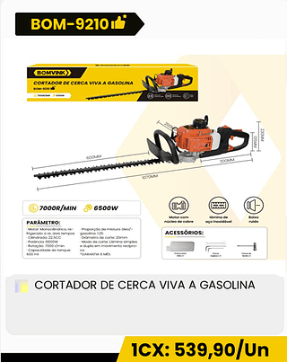 CORTADOR DE CERCA VIVA A GASOLINA CX: 1PCS 1CX: 539,90/Un