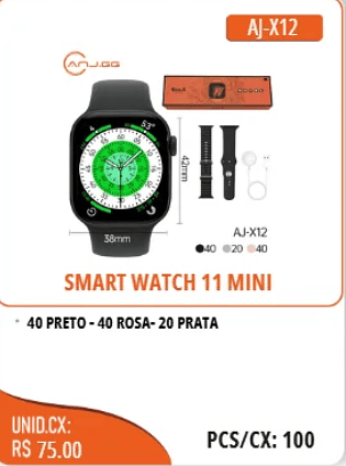 SMART WATCH 11 MINI UNID.CX: RS 75.00 PCS/CX:100
