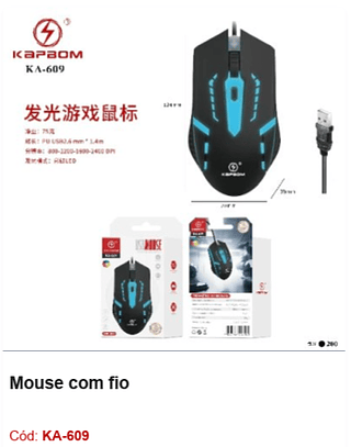 Mouse com fio R$7,65 PCS/CX:200