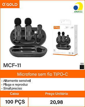 Microfone sem fio TIPO-C - Caixa 100 PCS Preco Unitario 20,98