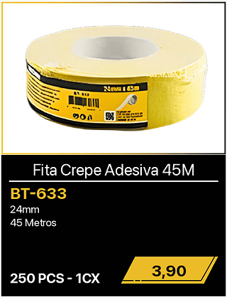 Fita Crepe Adesiva 45M 250PCS R$3,90