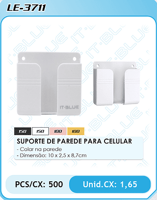 SUPORTE DE PAREDE PARA CELULAR PCS/CX: 500 Unid.CX: 1,65