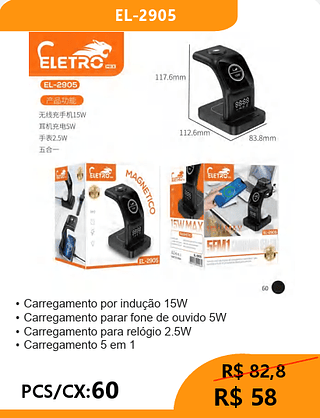 POWER BANK COM INDUÇÃO PCS/CX:60 R$58