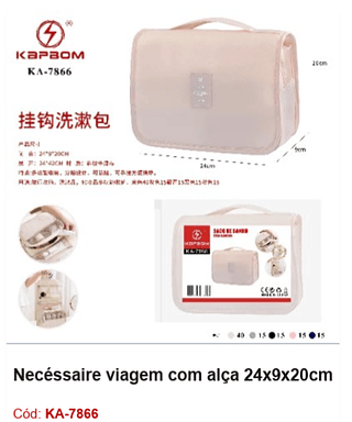Necéssaire viagem com alça 24x9x20cm R$ 10,8 PCS/CX: 100