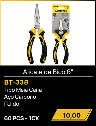 Alicate de Bico 6” 60PCS R$10,00