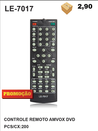 COMTROLE REMOTO AMVOX DVD 200pç=2,9$
