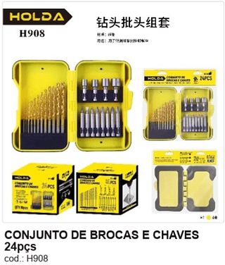 CONJUNTO DE BROCAS E CHAVES 24pçs R$ 28,8 PC/CX:40