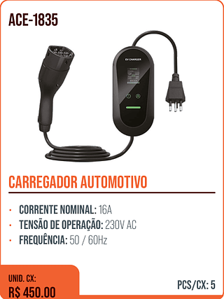 CARREGADOR AUTOMOTIVO UNID. CX: R$ 450.00 PCS/CX: 5