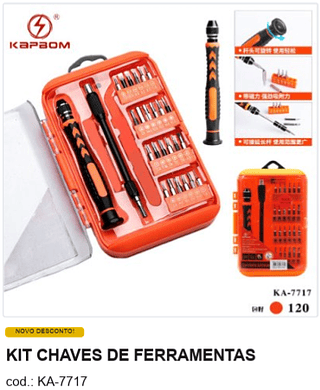 KIT CHAVES DE FERRAMENTAS R$ 10,8 PC/CX:120