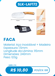 FACA UNID. CX: R$ 10,80 PCS/CX: 100