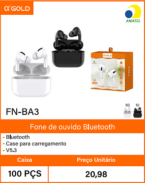 Fone de ouvido Bluetooth - Caixa 100 PCS Preco Unitario 20,98