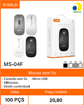Mouse sem fio Conexao sem fio - Caixa 100 PCS Preco Unitario 20,80