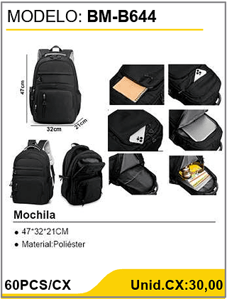 Mochila 60PCS/CX Unid.CX:30,00