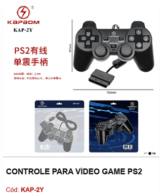 CONTROLE PARA VÍDEO GAME PS2 R$ 14,85 PCS/CX:50
