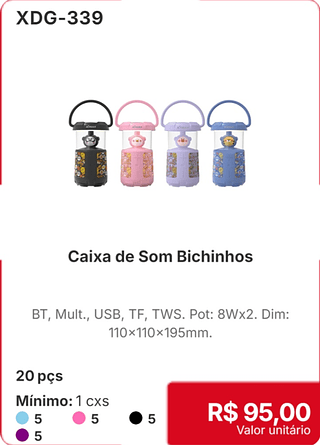 Caixa de Som Bichinhos 20 pçs R$ 95.00
