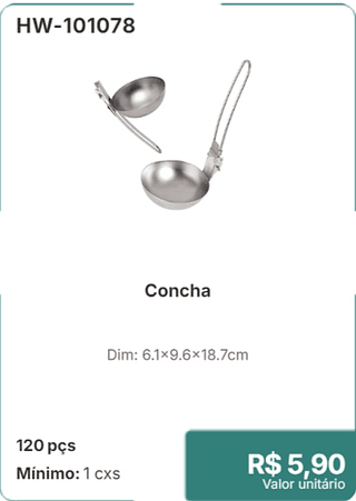 Concha 120 pçs R$ 5.90