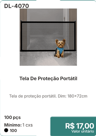 Tela De Proteção Portátil 100 pçs R$ 17