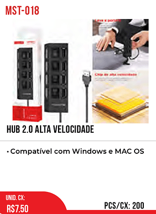 HUB 2.0 ALTA VELOCIDADE 200pç=7,5$