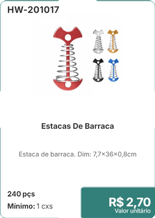 Estacas De Barraca 240 pçs R$ 2,70