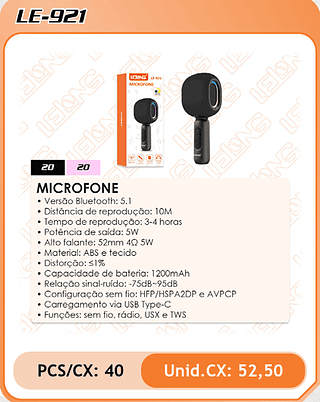 MICROFONE 40PÇ=52,50$