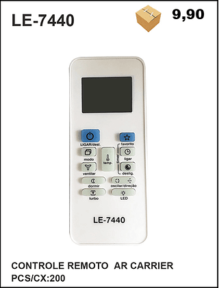 CONTROLE REMOTO AR CARRIER 200PÇ=9,9$