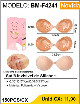 Sutia Invisivel de Silicone 150PCS/CX Unid.CX: 11,90