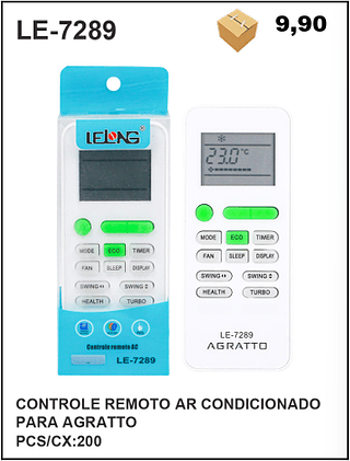 CONTROLE REMOTO AR CONDICIONADO PARA AGRATTO 200PÇ=9,9$