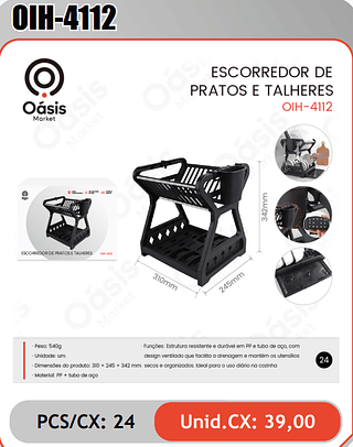 ESCORREDOR DEPRATOS E TALHERES PCS/CX: 24 Unid.CX: 39,00