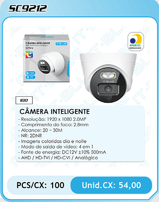 CÂMERA INTELIGENTE PCS/CX: 100 Unid.CX: 54,00