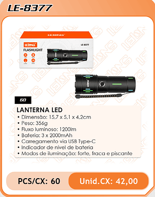 LANTERNA LED 60PÇ=42$