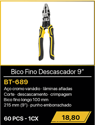 Bico Fino Descascador 9” 60PCS R$18,80