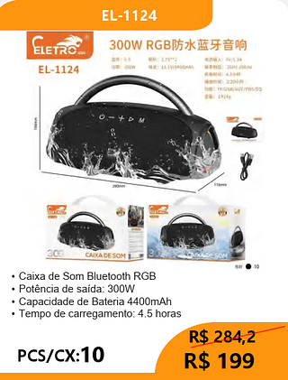 CAIXA DE SOM PCS/CX:10 R$199
