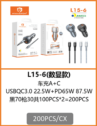 FONTE VEICULAR USB+TIPO C 200PCS/CX R$:16,76