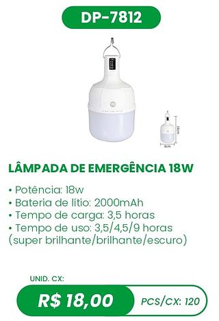 LÂMPADA DE EMERGÊNCIA 18W 120PÇ=18$