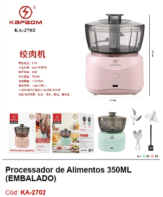 Processador de Alimentos 350ML R$ 22,5 PCS/cx: 50