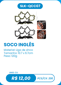 SOCO INGLÊS UNID. CX: R$ 12,00 PCS/CX: 200