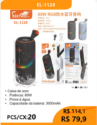 CAIXA DE SOM PCS/CX:20 R$79,9