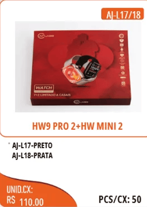 HW9 PRO 2+HW MINI 2 UNID.CX: RS110.00 PCS/CX:50