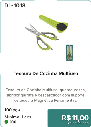 Tesoura De Cozinha Multiuso 100 pçs R$ 11,00