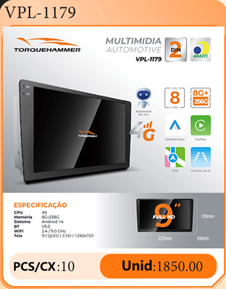 Multimidia Automotive PCS/CX:10 Unid:1850.00