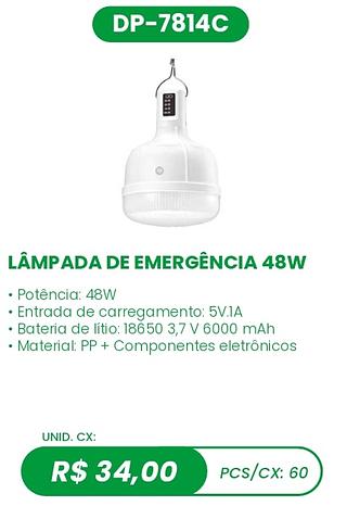 LÂMPADA DE EMERGÊNCIA 48W 60PÇ=34$