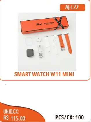 SMART WATCH W11 MINI UNID.CX: RS 115.00 PCS/CX:100