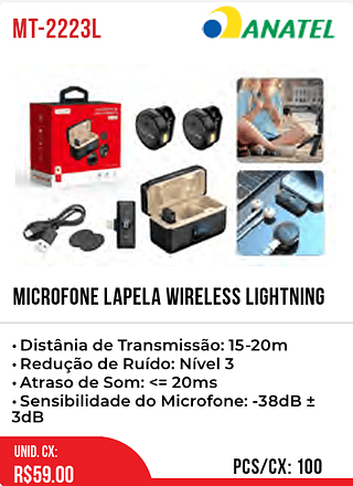 Microfone Lapela Wireless Lightning 100pç=59$