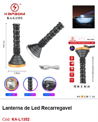 Lanterna de Led Recarregavel R$ 14,4 PCS/cx: 144