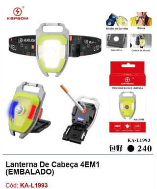 Lanterna De Cabeça 4EM1 R$ 13,5 PCS/CX:240